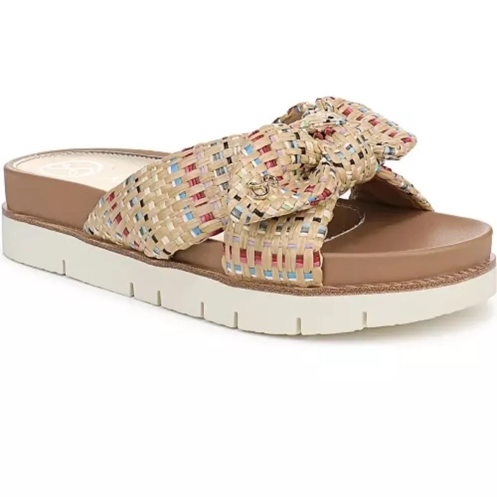 Sam & Libby size 6.5 bow platform sandals slip on slides